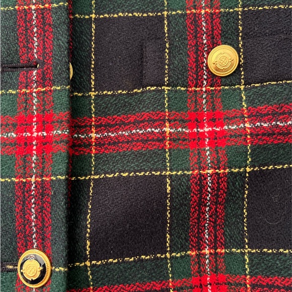 LE SUIT Vintage Collarless Tweed Jacket Black Red Green Gold SZ 8 EUC - Picture 7 of 11